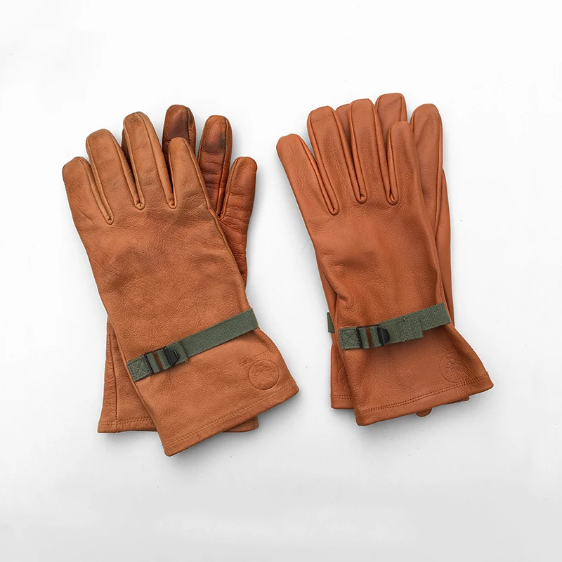 WW2 американские армейские винтажные кожаные перчатки Фетальные воловьи манжеты мотоциклетные байкерские перчатки американские военные регулируемые варежки
