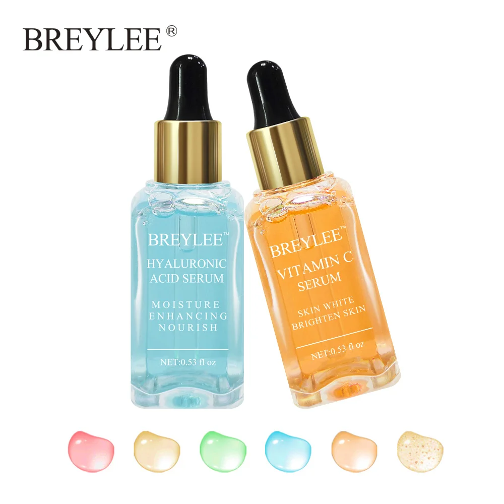 BREYLEE 2pcs HA Hyaluronic Acid Serum Vitamin C Moisturizing Whitening Serum Anti-aging 24K Anti Wrinkle Face Skin Care Essence