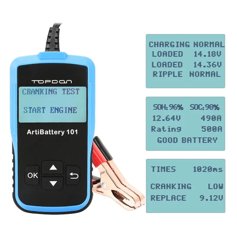 Оригинальный Topdon AB101 ArtiBattery 101 12V автомобильный тестер для батареи Автомобильный