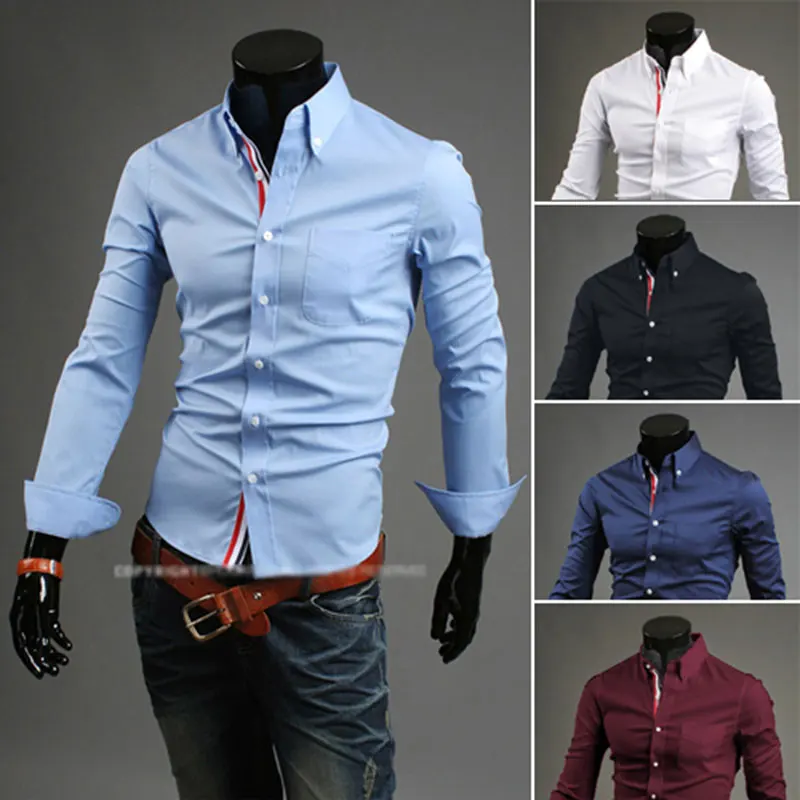 2017 новое поступление мужские рубашки роскошные модный бренд длинные рукава stpried slim fit camiseta masculina Размер m-3xl