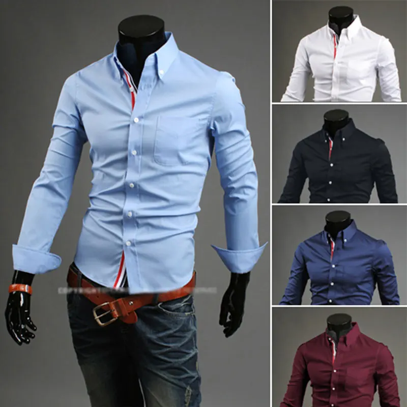 

2017 new arrival mens dress shirts luxury brand fashion long sleeve stpried slim fit camiseta masculina size m-3xl