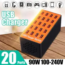 LEORY универсальное 20 Портовое USB зарядное устройство светодиодный Мульти usb зарядная станция Док-станция для мобильного телефона Настольный настенный домашний адаптер для быстрой зарядки