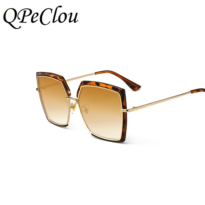 QPeClou квадратная большая рама солнцезащитные очки женские брендовые дизайнерские градиентные солнцезащитные очки женские зеркальные очки для девушек