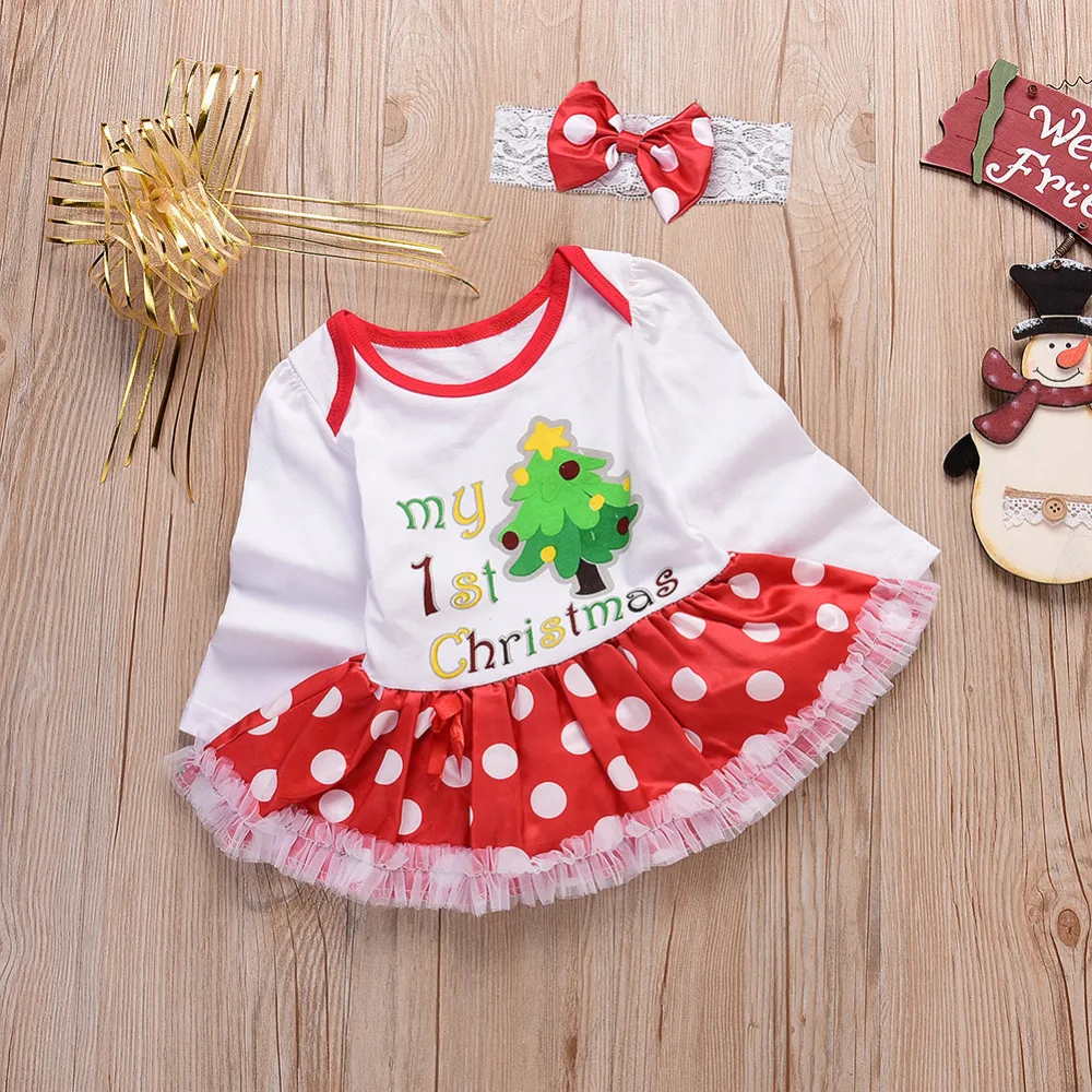 Little Baby Toddler Long sleeves Girl Dress Fancy Clothes Happy Christmas soft Tutu Dresses