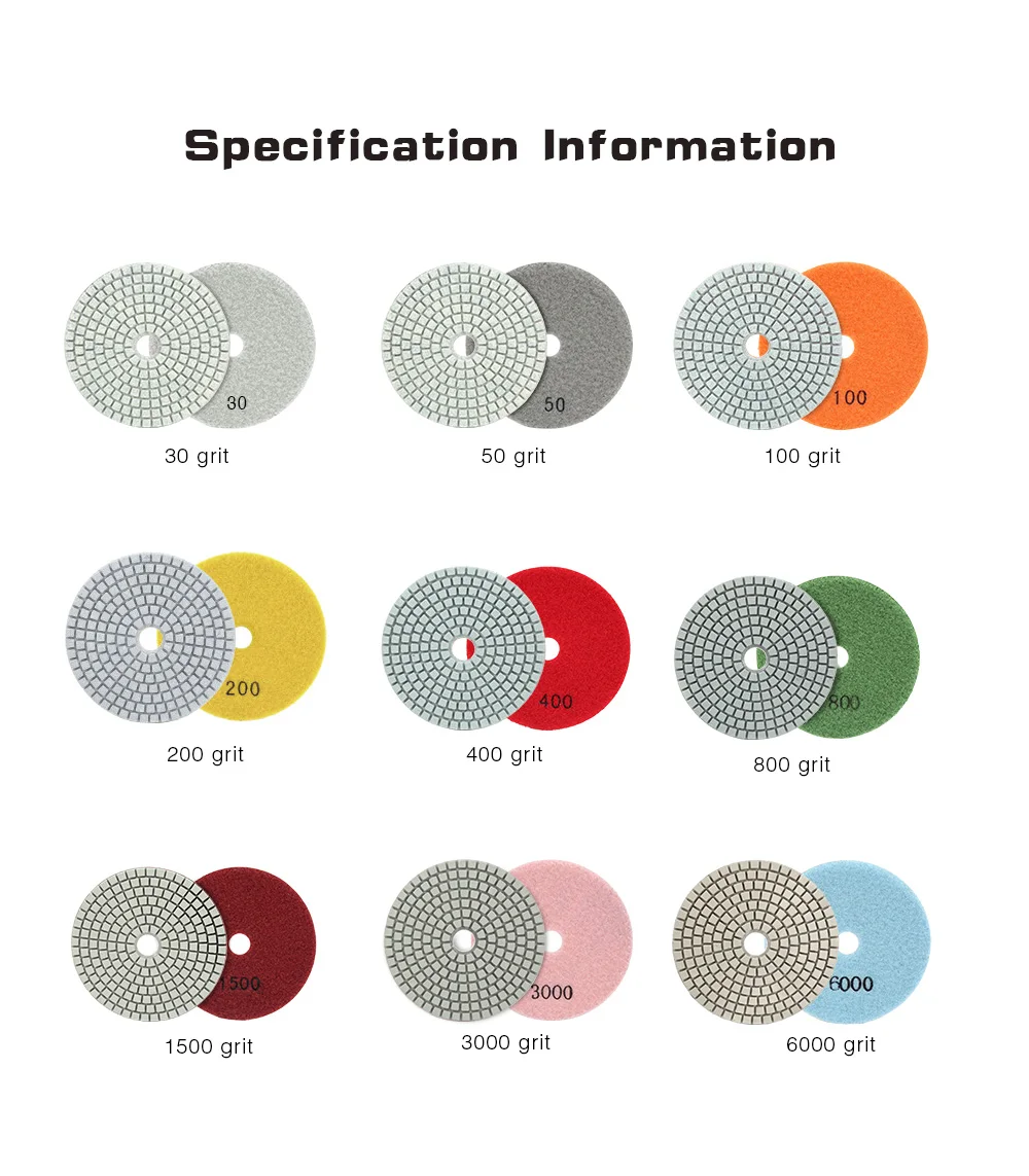 15 шт. 4 дюймов полировальные колодки Набор 30-6000 Грит влажная сухая алмазная полировка колодки с селфи-самоклеющийся диск