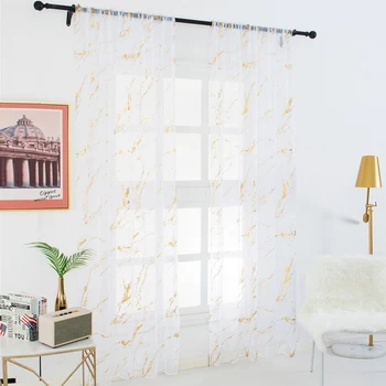 

Sheer Curtains Marble Print Window Screen Curtains for Living Room Window Patio Door 1 Panel 40"x79" Curtain For Home Decoration