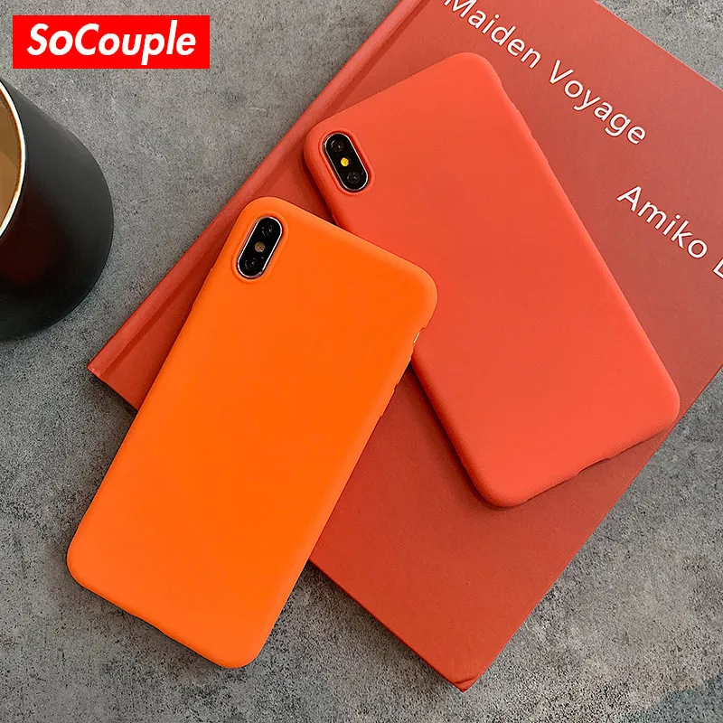 

SoCouple Matte Phone Case For iPhone 7 6 6s 8 plus X XR XS MAX 11 Pro Max Simple Solid Color Soft TPU Case Candy Color Cover