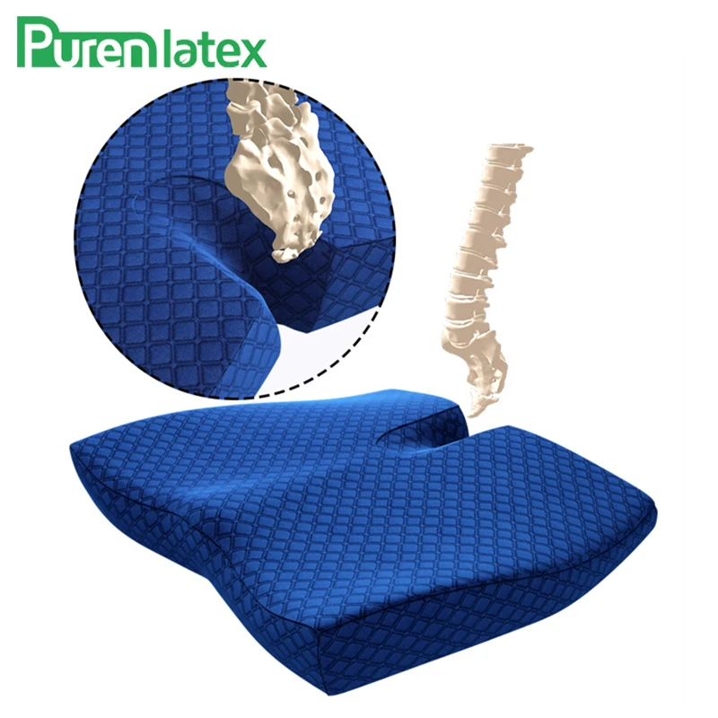 PurenLatex медленный отскок пены памяти офисное кресло форма бедра подушка для сиденья Подушка для сиденья Поясничный копчик, ортопедический мягкий коврик для защиты