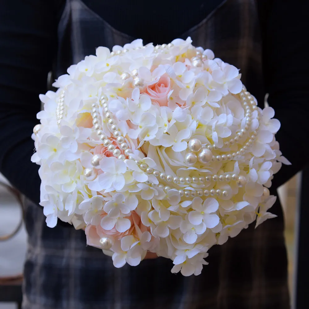 JaneVini искусственного шелка Букет невесты с жемчугом элегантные свадебные туфли для невесты, свадебные аксессуары, букеты букет De Marie