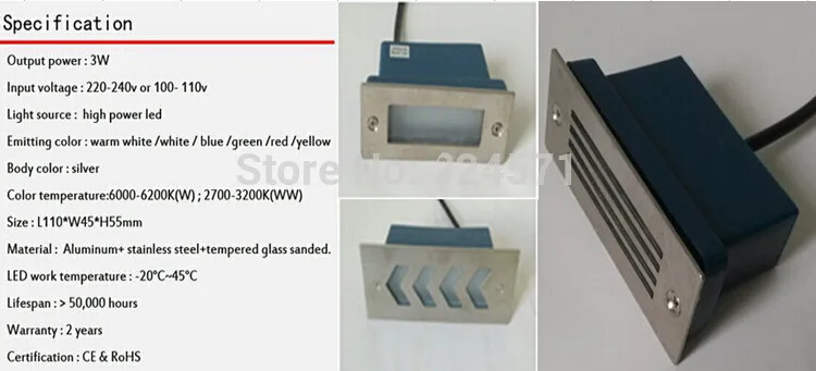 Водонепроницаемый 3 Вт светодиодный подземный светильник утопленный похороненный напольный светильник Открытый Пейзаж лестница шаг настенный светильник ing
