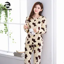 FOLOBE осенние и зимние женские пижамные комплекты теплый фланелевый костюм фланелевый с длинным рукавом Женские брюки пижамы