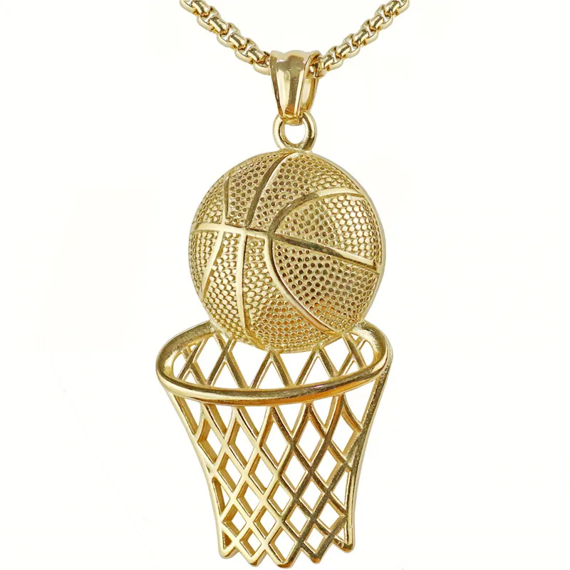 Davitu 3D Basketball Necklace Pendant Stainless Steel Chain Men Basketball Fans Charm Necklaces Sport Hip Hop Jewelry Metal Color: Soccer