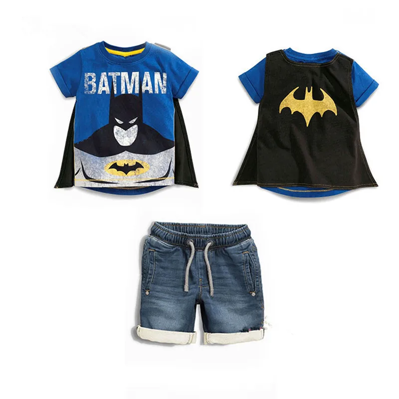 2017 Kids Clothes Children Boys Summer Clothing Sets Baby Spiderman Batman Short Sleeve Suits Roupas Infantis Menino Costume 12