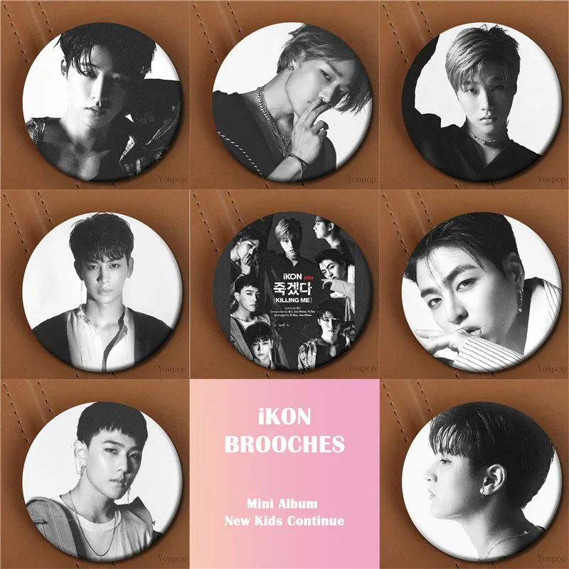

Youpop KPOP iKON Album NEW KIDS CONTINUE Badge Pins Brooches For Clothes Hat Backpack