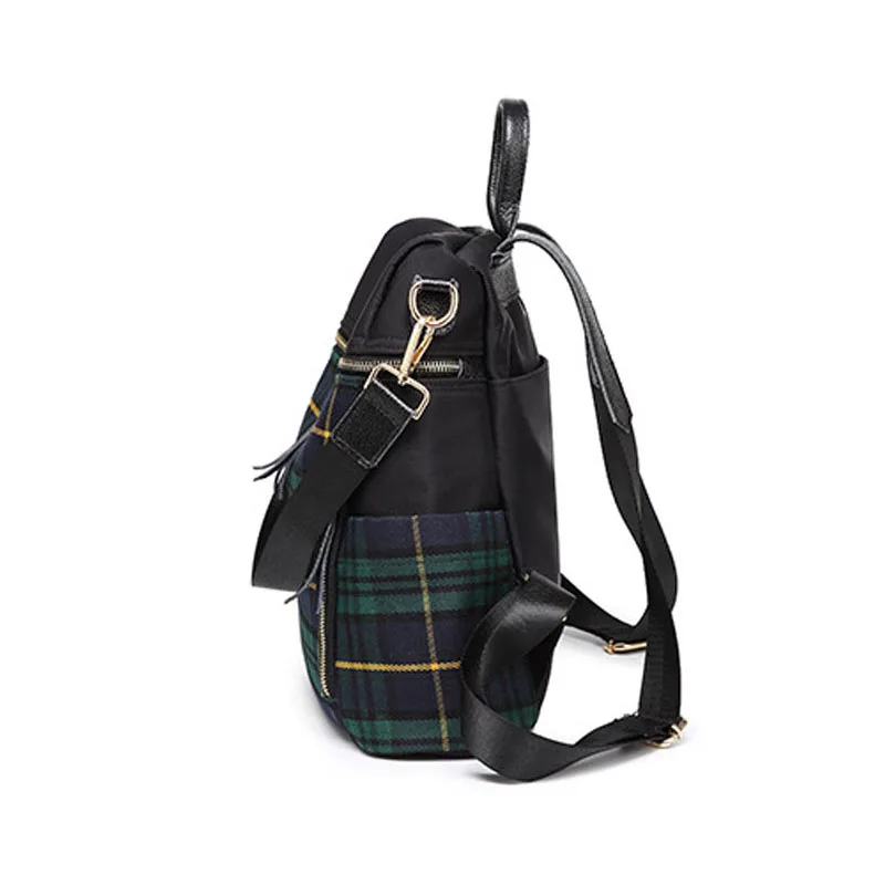 Red or Green plaid women travel backpack school shoulder bag with tote Red or Green plaid women travel backpack school shoulder bag with tote