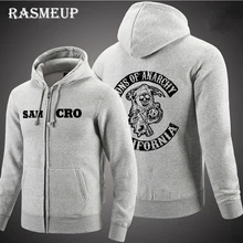 RASMEUP 2016 Hohe Qualität Sons Of Anarchy Hoodie Neue Männer Siebdruck Samcro Sitcoms Jax Verdickung Fleece-Sweatshirt