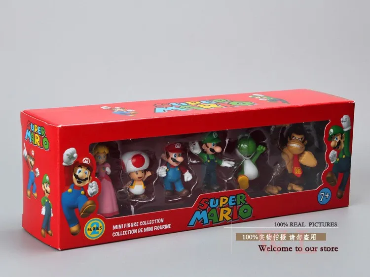 Super Mario Bros персик Дейзи жаба Марио и Луиджи Варио Луиджи Купа Донки Конг ПВХ фигурка игрушки куклы 6 шт./компл. 5 видов