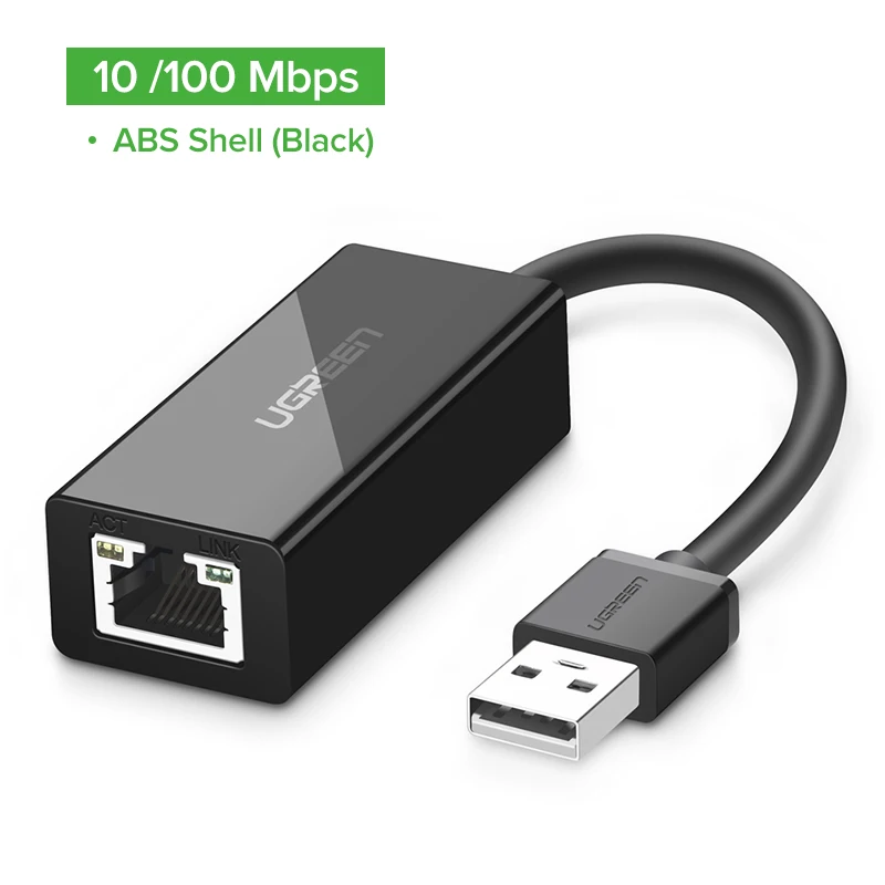 Ugreen USB Ethernet адаптер USB 3.0 2.0 сетевой карты RJ45 LAN для Оконные рамы 10 Сяо Mi коробка 3 nintend коммутатор ethernet usb - Цвет: 100Mbps-ABS Black