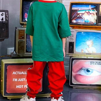 

Jazz Dance Costumes Hip Hop Clothing Dance Boys Printed Short Sleeve Jazz Performance Dancewear Suits Streetwear Outfits DQS1234