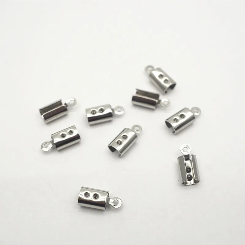 50-100Pcs/Lot 3MM 5MM Folding Unclosed Open Crimp Ends Leather