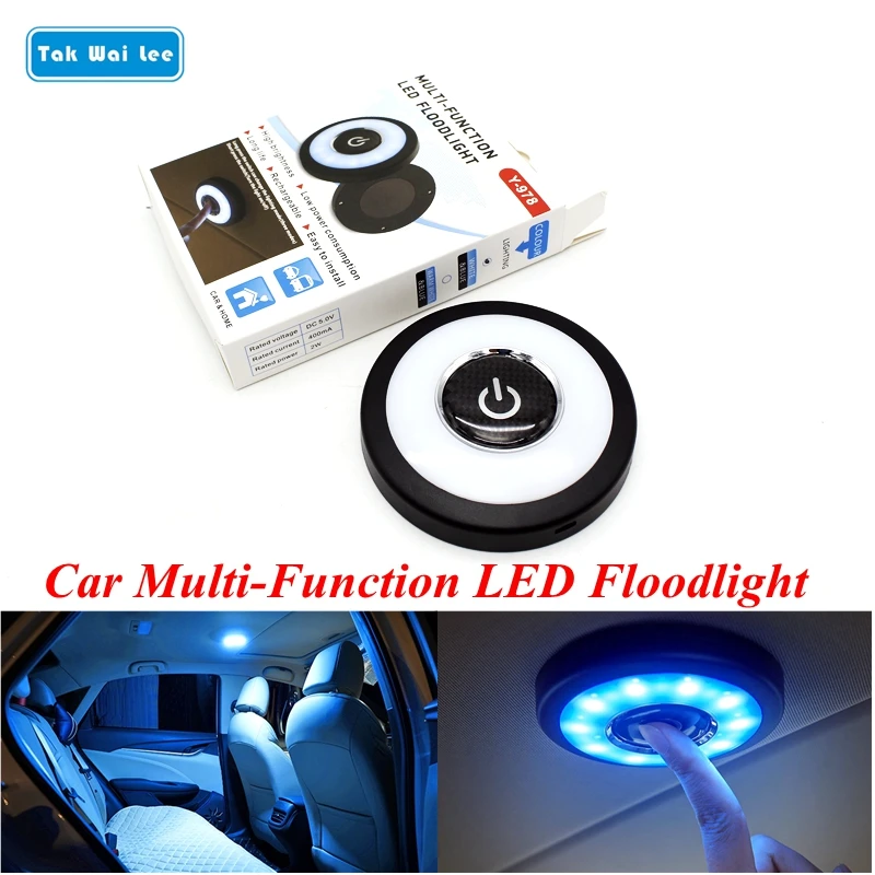 

Tak Wai Lee 1Pcs LED Decorative Atmosphere Dome Roof Light Rechargeable 3 Colors Change Car Styling Interior Reading Trunk Lamp