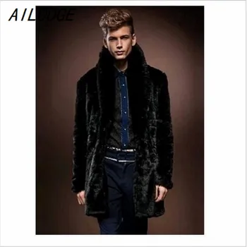 

AILOOGE 2015 New Style In Winter , Men's Fake Fur Mink Coat ,Thicker Coats, Long Section And British Style/Free Shipping HZ133