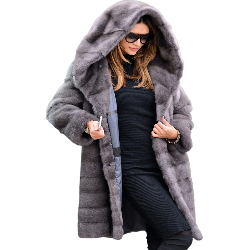 Buy Roiii Women Long Faux Fur Overcoat Patchwork Fur