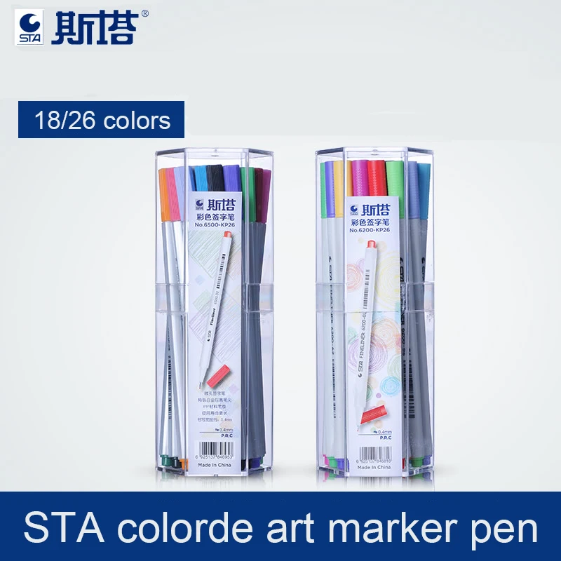 

STA Color Cancel Art Marker Super Fine Fiber Design Needle Pen Hook Pen Color sketch Markers Stationery Office School Supplies