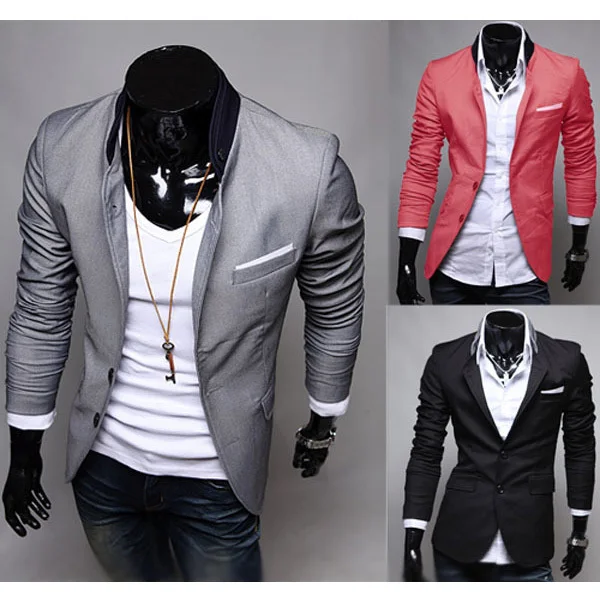 Mens Casual Clothes Slim Fit Stylish Suit Blazer Coats