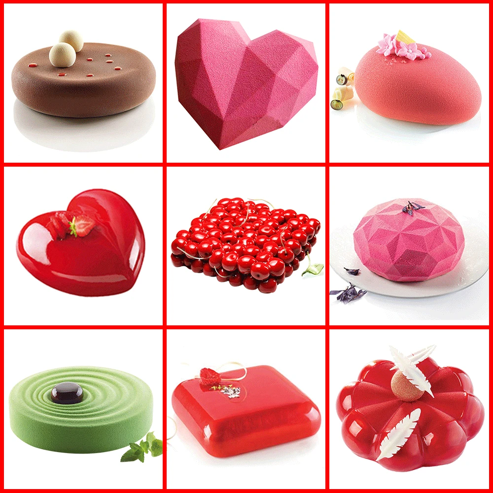 

SJ Silicone Cake Molds Bakeware Flower Heart 3d Silicone Mousse Cake White Moulds DIY For Cake Decorating Tools Eco-friendly Pan