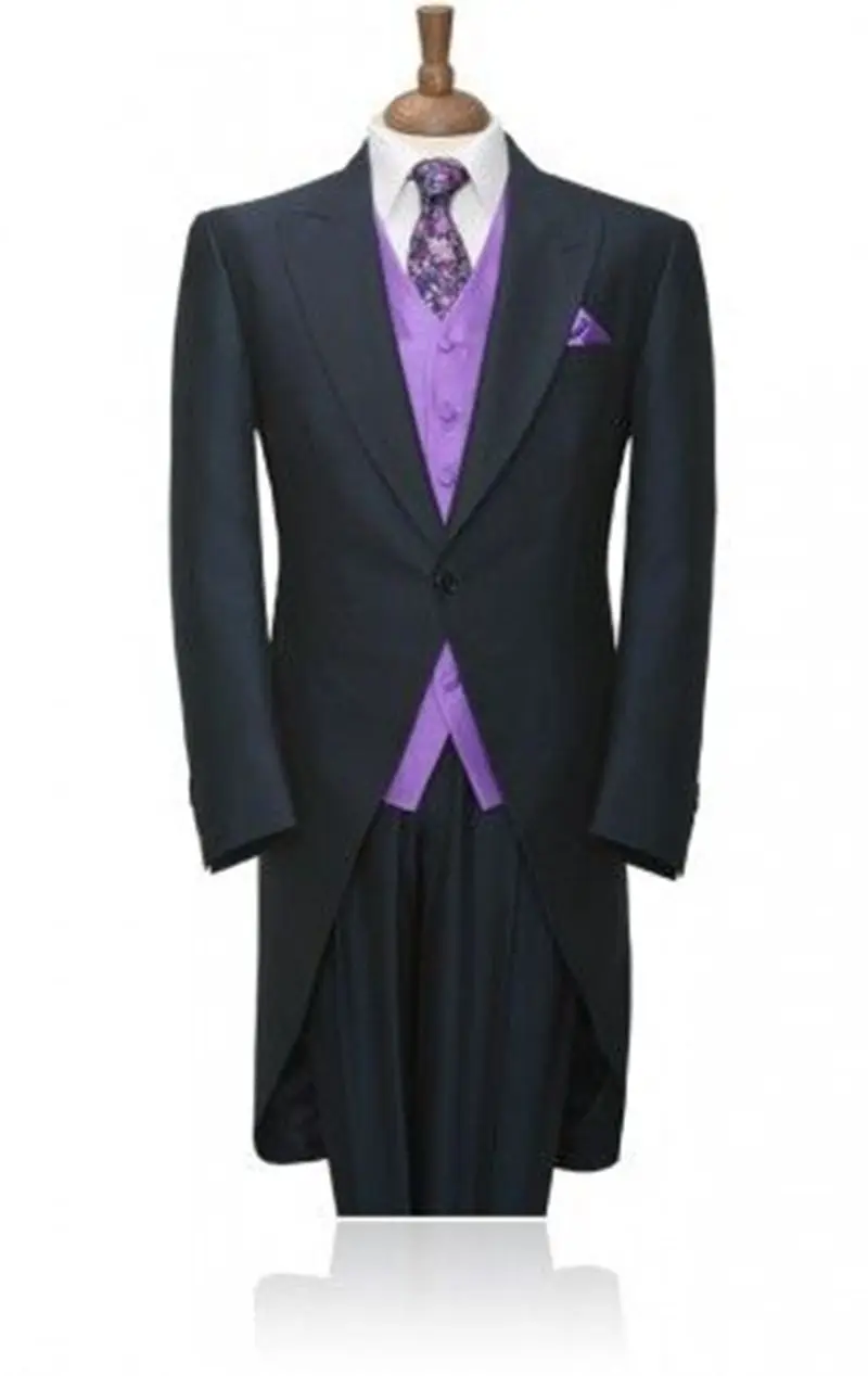 

Black Men's Tailcoats Wedding Groom Tuxedos Groomsman Best Man Suits Custom Made C239