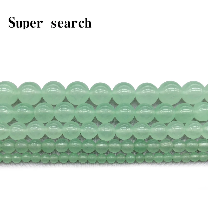

Natural Stone Light green Chalcedony Jades Round Loose Beads 4 6 8 10 12MM Fit DIY Bracelet&Necklace Jewelry Making Part