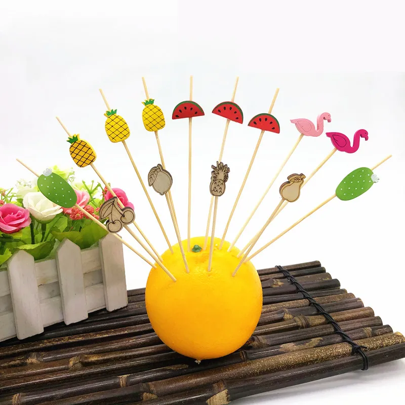 

100Pcs 12cm Disposable Party Tableware Bamboo Forks Wedding Decor Buffet Fruit Desserts Sticks Cupcake Toppers Cocktail Picks