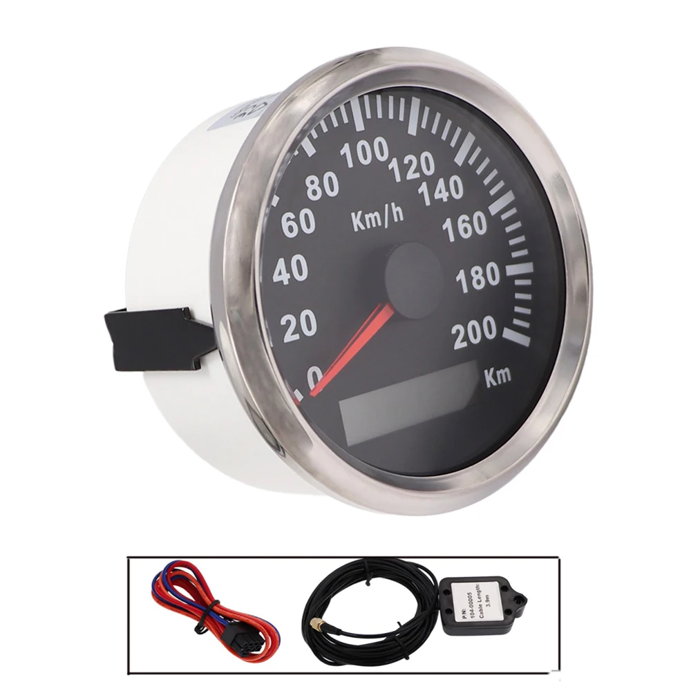 

85mm Waterproof GPS Speedometer Gauge 200 / 120km/h Speed Meter for Car Motorcycle Boat Stainless Speedometer With Red Backligt