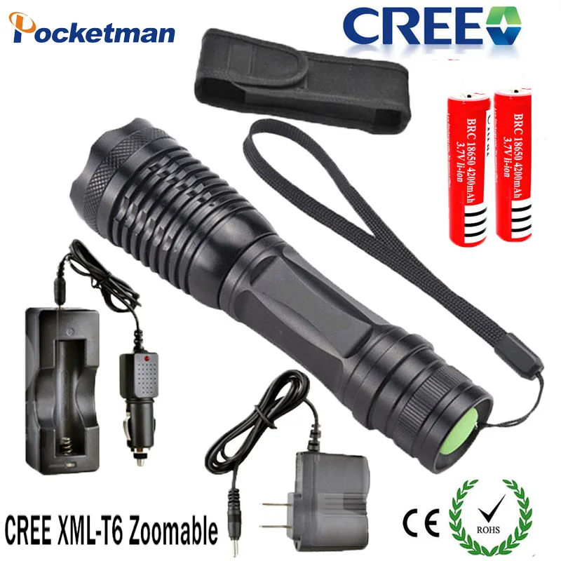 

E17 CREE XM-L T6 4000LM LED Flashlight Torch Aluminum Torches Zoomable Lampe Torche Flashlight Free Shipping