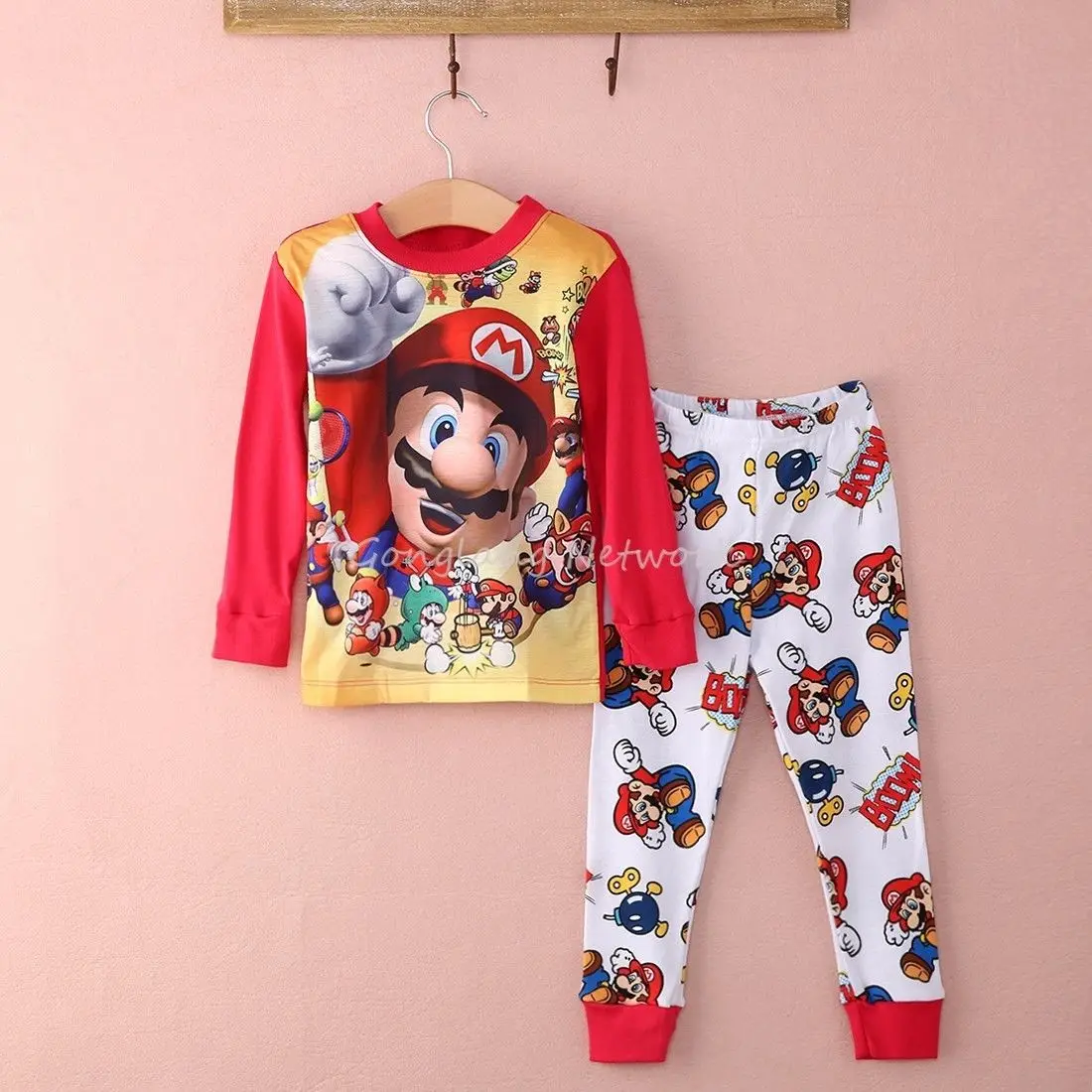 Пижамы super mario для мальчиков детская одежда сна комплекты пижам 2016 опт