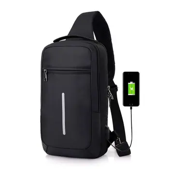

Fashion New Men Crossbody Bag Business Shoulder bag High Capacity Chest Bag USB Recharging Design best 2018 free holograms