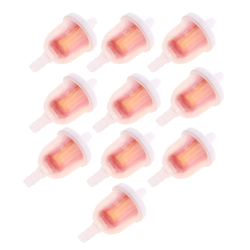 10pcs Plastic Universal Gasoline Inline Fuel Filter Motorcycle Part Fit 6mm Fuel Pipes
