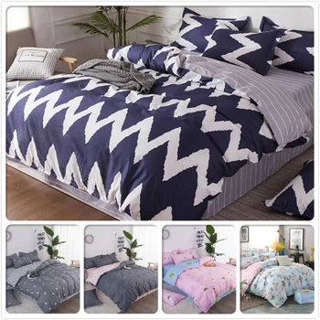 

Wave Stripe 3/4 pcs Bedding Set Soft Cotton Bedspreads Quilt Comforter Pillow Case Single Twin Queen King Size Bed Linen 220x240