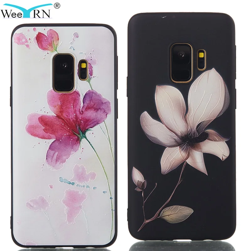

3D Flowers Premium Silicone Soft Case for Samsung Galaxy S9 G960F / S9 Plus G965F TPU Back Cover for Samsung S9 S9Plus