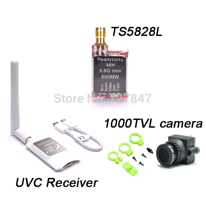 Мини 5,8G FPV приемник UVC видео нисходящий OTG VR Android телефон+ TS5828L+ 1000TVL линия 2,8 мм NTSC PAL w/камера объектив сиденье - Цвет: UVC TS5828L Camera