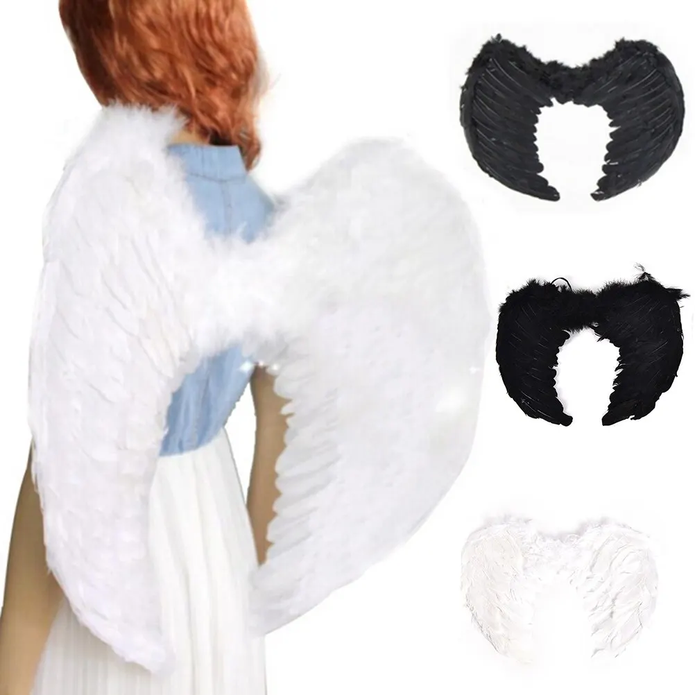 

Halloween Party Event Supplies Feather Fairy Angel Wings Hen Night Fancy Dress Costume White black Color
