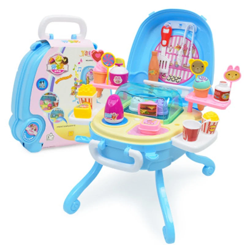  Ice Cream Toys Light Music Table Simulated Dessert Station Girls Children's House Toy Sets Interact