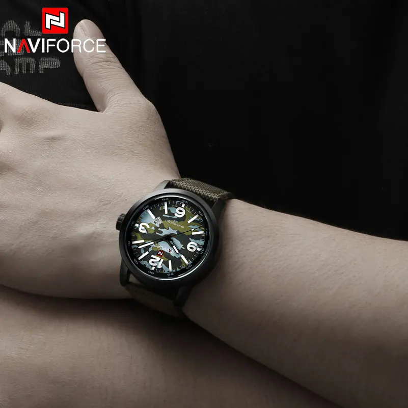 NAVIFORCE мужские военные спортивные часы армейские камуфляжные кварцевые