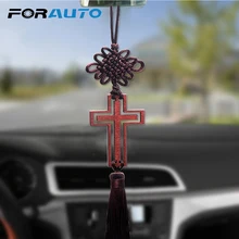 FORAUTO автомобильное зеркало заднего вида висячие украшения христианский деревянный крест украшение полый крест кисточка украшение автомобиля