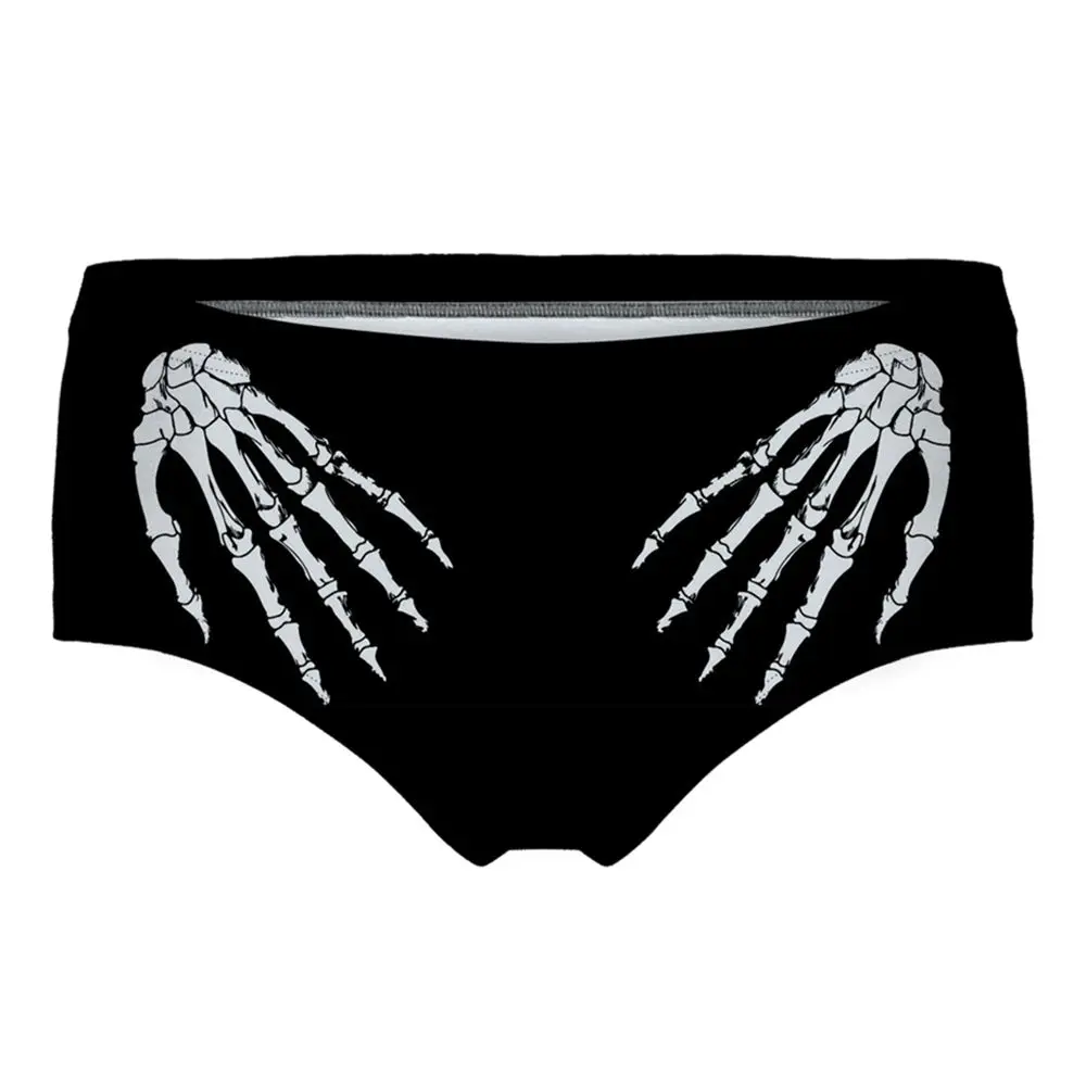 Underwear Women Panties Sexy Panties Black 3D Claw Skeleton Print