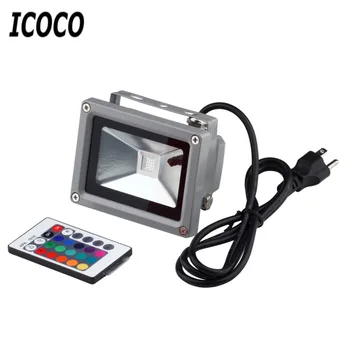 

ICOCO New High Quality Outdoor Waterproof IP65 Floodlight 10W 85V-265V RGB 16 Colof Changeable with Remote Controller Wholesale