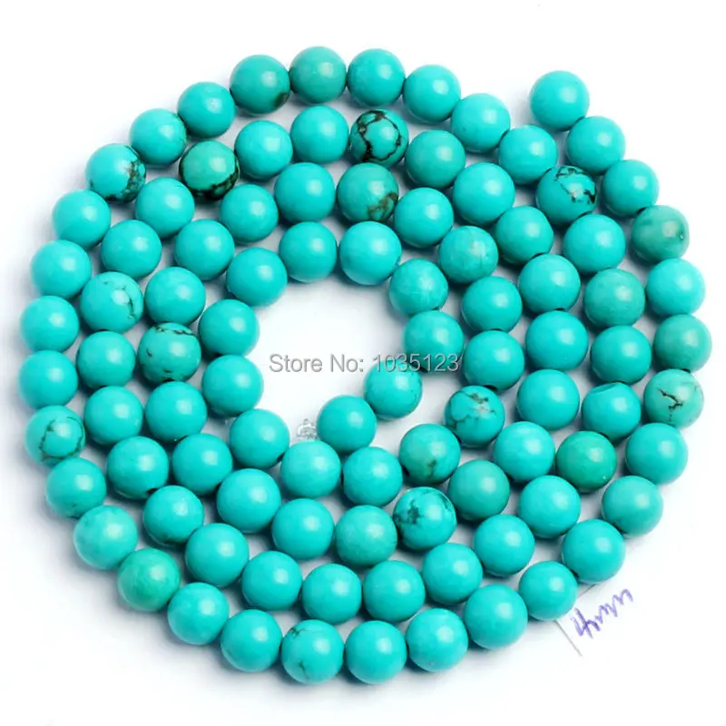 

Free Shipping 4mm Blue Turquoises Round Shape DIY Gems Loose Beads Strand 15" Jewelery Making w833