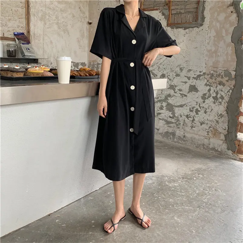 

Alien Kitty 2019 Chic New Elegant Summer Chic Single Breasted V-Neck Fresh Slim Sweet Short Sleeves Women Dresses Send Sashes