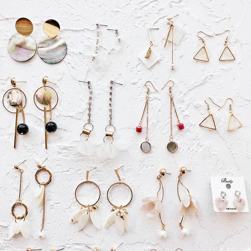 

SHUANGR Simple Fashion Women Accessories Bohemia Shell Lace Geometric Drop Earrings for Girl Student Part Jewelry Brincos